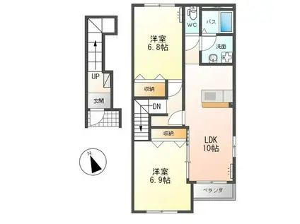 PENSION RICHESSEⅡ(2LDK/2階)の間取り写真