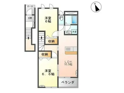 モンシェリー(2LDK/2階)の間取り写真