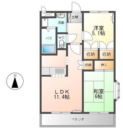 エスポア232(2LDK/2階)の間取り写真
