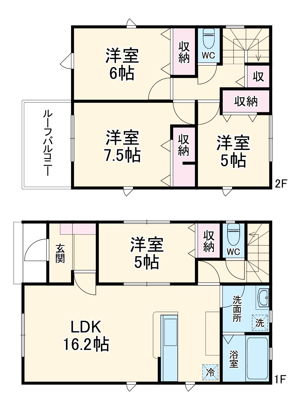 名鉄竹鼻・羽島線 柳津駅(岐阜) 徒歩16分 2階建 築3年(3LDK)の間取り写真