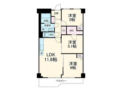 中津グリーンハイツ(3LDK/2階)の間取り写真