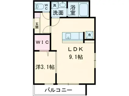 KLEIS一之江Ⅱ(1LDK/2階)の間取り写真