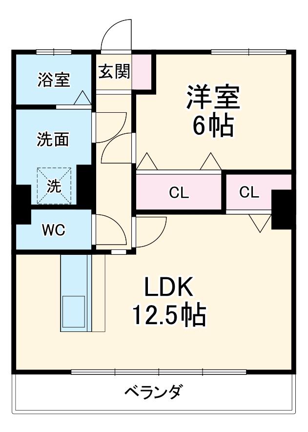 ハイリビングK(1LDK/1階)の間取り写真