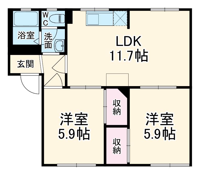 フレグランススギヤマA(2LDK/1階)の間取り写真
