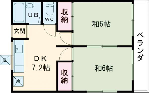 新町ハイツ(2DK/2階)の間取り写真