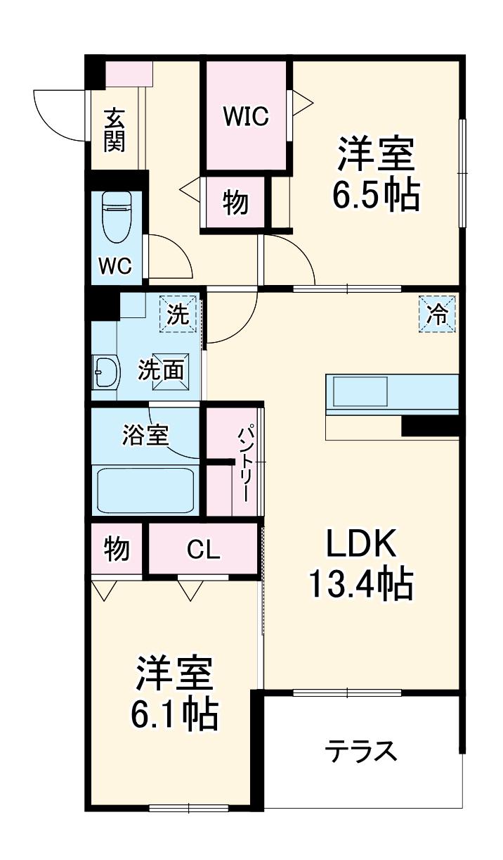 ヴィアレット Ⅷ(2LDK/1階)の間取り写真
