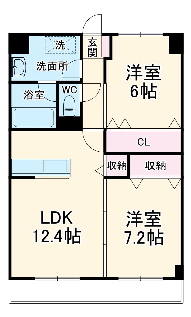 ウィズエフⅡ(2LDK/2階)の間取り写真