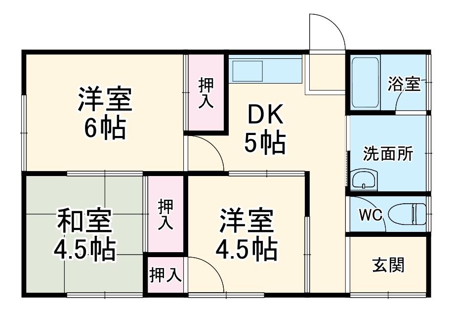 東海道本線 天竜川駅 徒歩36分 2階建 築39年(3DK)の間取り写真