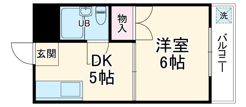 メイプルワン(1DK/2階)の間取り写真
