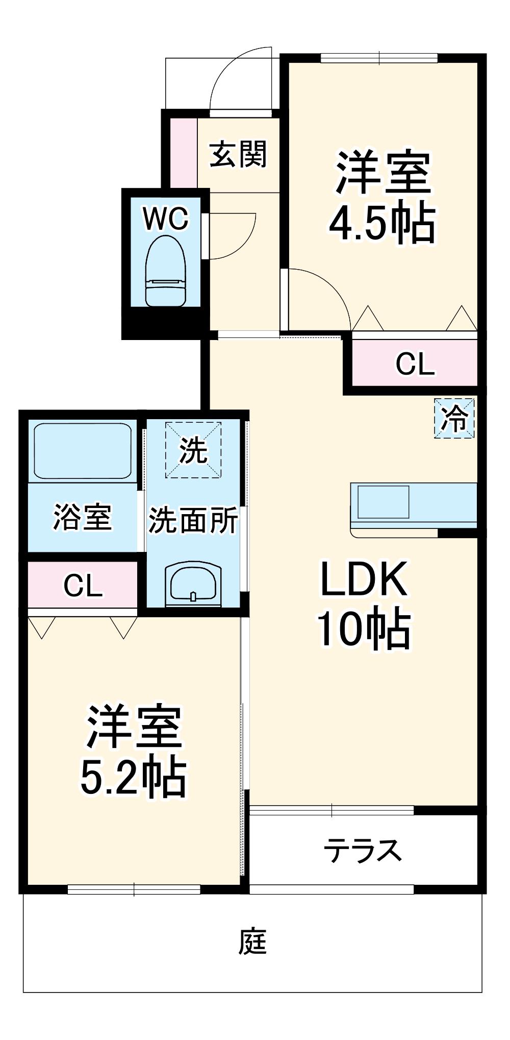 VERTEX(2LDK/1階)の間取り写真