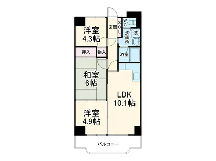 シュターンハイム第一(3LDK/9階)の間取り写真