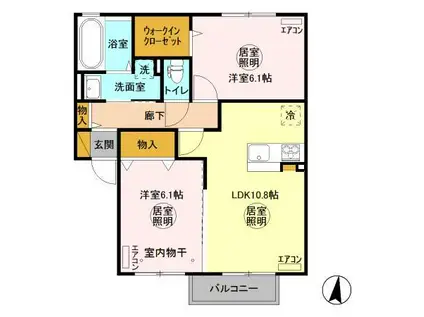 グランマーレ N(2LDK/2階)の間取り写真