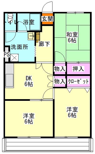 欅マンション(3DK/6階)の間取り写真