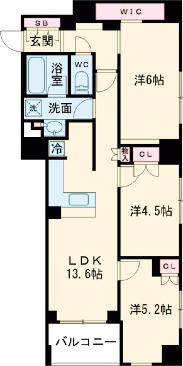 343レジデンス目黒Ⅱ(3LDK/2階)の間取り写真