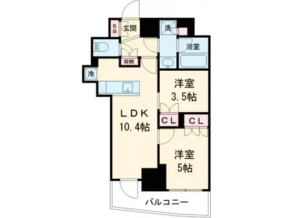 343レジデンス目黒Ⅱ(2LDK/3階)の間取り写真