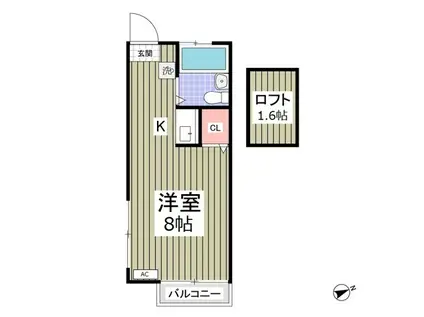 ヴィラ椚田(ワンルーム/1階)の間取り写真