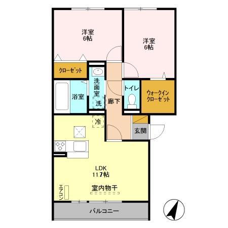 BRANCHE HILL(2LDK/1階)の間取り写真