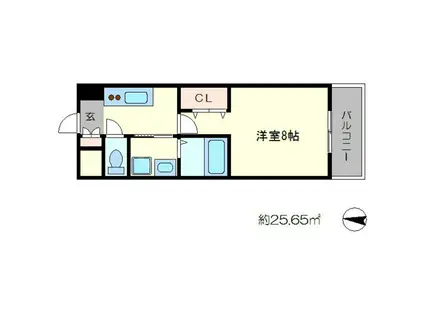 カスタリア京都西大路(1K/8階)の間取り写真