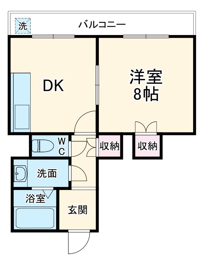 秀和ハイツA棟(1DK/5階)の間取り写真