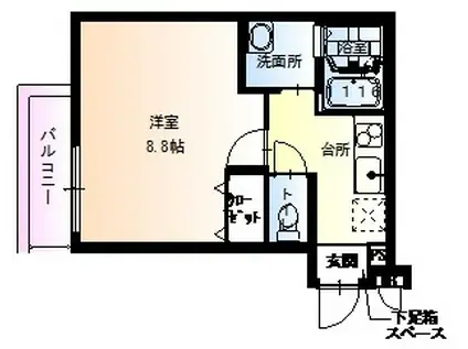 フジパレス天神Ⅱ番館(1K/1階)の間取り写真