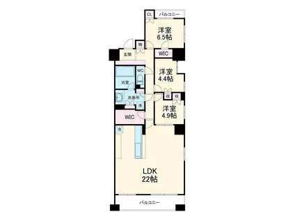 ビーズタワー橋本E棟(3LDK/12階)の間取り写真