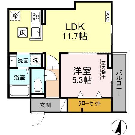 レグルス(1LDK/1階)の間取り写真