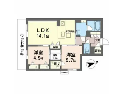 シャーメゾン プレミアス Ⅱ(2SLDK/1階)の間取り写真