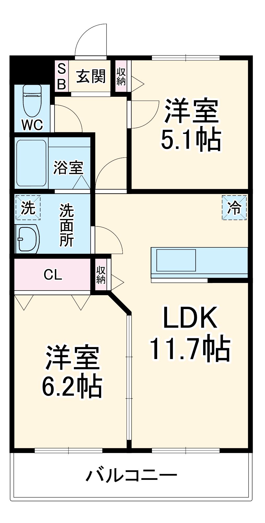 SOL-GRANDE(2LDK/2階)の間取り写真