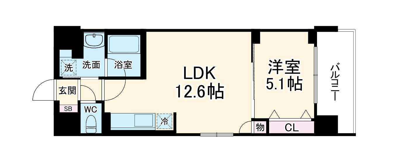 ベラジオ雅び京都三条通(1LDK/9階)の間取り写真