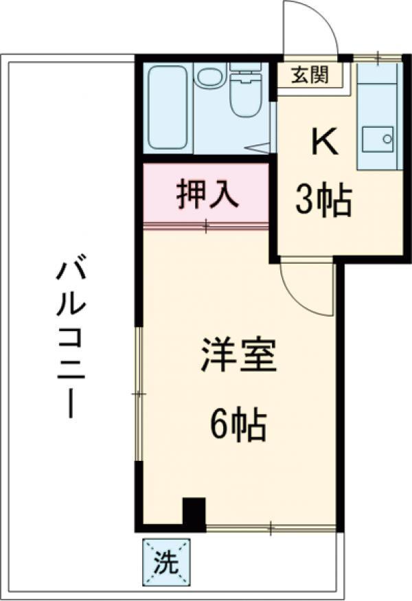 栃木屋コーポ(1K/3階)の間取り写真
