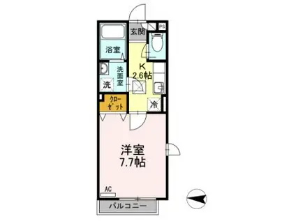 オーガスト蛍(1K/1階)の間取り写真