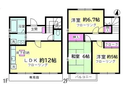 サニーコートB棟(3LDK/1階)の間取り写真