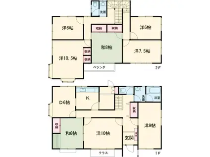 横浜線 八王子みなみ野駅 バス乗車時間：10分 公園前バス停で下車 徒歩2分 2階建 築47年(8DK)の間取り写真