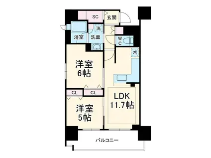 プレサンスロジェ泉(2LDK/8階)の間取り写真