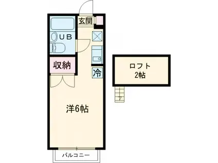 コーポ里美Ⅱ(ワンルーム/2階)の間取り写真