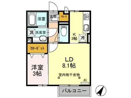 シャトレグラン(1LDK/2階)の間取り写真