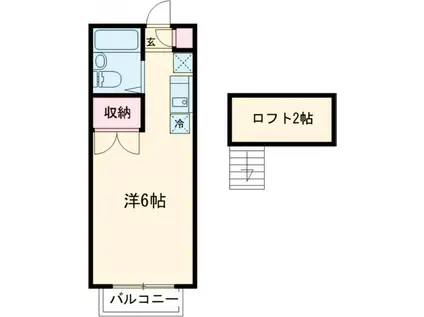 コーポ里美Ⅲ(ワンルーム/2階)の間取り写真
