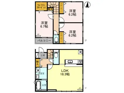 東武鉄道東上線 川越駅 徒歩8分 2階建 築12年(3LDK)の間取り写真