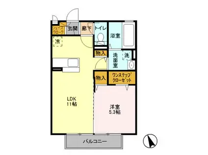 シャルマンC(1LDK/1階)の間取り写真