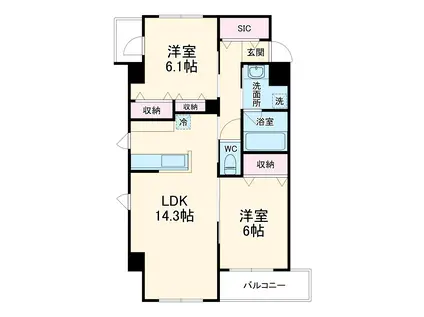 名鉄三河線 土橋駅(愛知) 徒歩3分 5階建 築3年(2LDK/3階)の間取り写真