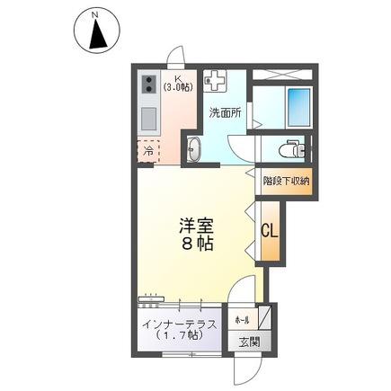 シェルルスターテラス神山(1K/1階)の間取り写真