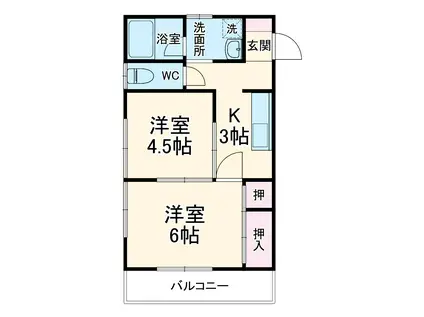 サンバレー上尾(2K/1階)の間取り写真