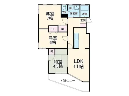ヒカワフラットⅡ(3LDK/3階)の間取り写真