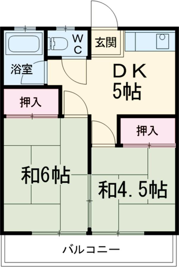みどり荘(2K/2階)の間取り写真