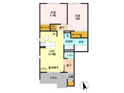 HANABUSA Ⅰ(2LDK/1階)の間取り写真