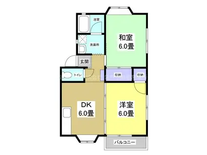 サンデリアーナⅠ(2DK/1階)の間取り写真