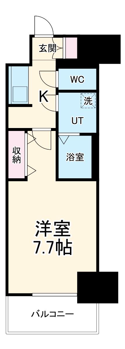メイクス名駅太閤(1K/9階)の間取り写真