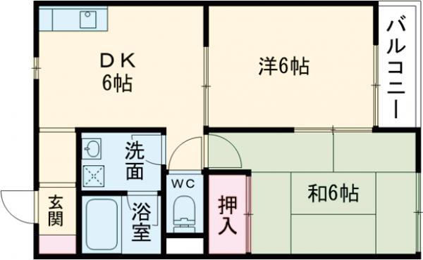 メゾンドボワ Ⅰ(2DK/1階)の間取り写真