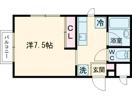 新町フラワーホーム(1K/1階)の間取り写真