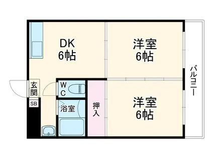 ヴィラ・アールヌーボー(2DK/3階)の間取り写真